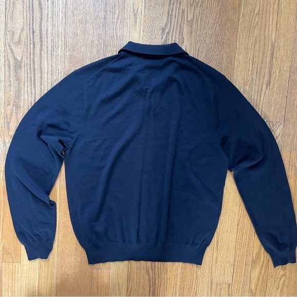 Polo Ralph Lauren Mens 100% Merino Wool Collared Sweater Navy Blue Size Large - Picture 5 of 5
